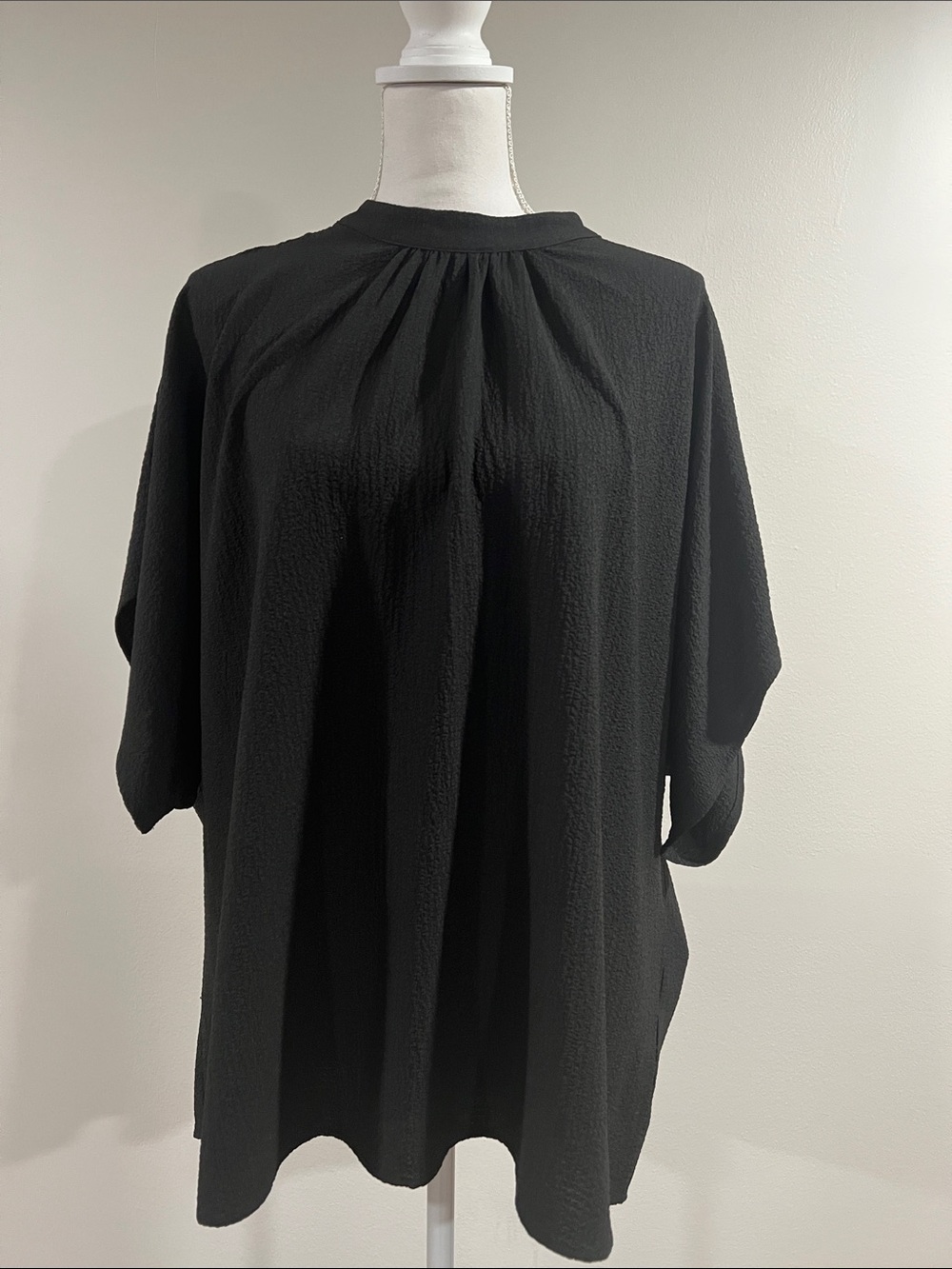 NWOT Ann Klein Tunic Style Black Blouse Sz XL